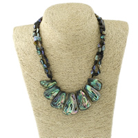Abalone Shell Necklace, brass lobster clasp, platinum color plated, natural 5- Approx 18 Inch 