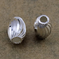 Sterling Silber Diamond-Cut Perlen, 925 Sterling Silber, oval, plattiert, keine, 6x9mm, Bohrung:ca. 2.5mm, verkauft von PC