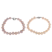 Cultured Freshwater Pearl Bracelets, brass clasp, Potato, natural 8-9mm Approx 7.5 Inch 