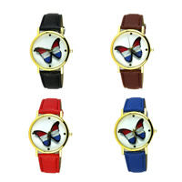 Bracelets de montre pour femmes, alliage de zinc, avec cuir PU & verre, mouvement chinoise, Placage, réglable, plus de couleurs à choisir 20mm Environ 9.1 pouce, Vendu par PC