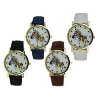 Bracelets de montre pour femmes, alliage de zinc, avec cuir PU & verre, mouvement chinoise, Placage, réglable, plus de couleurs à choisir 20mm Environ 9.1 pouce, Vendu par PC