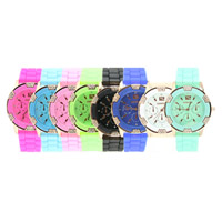 Bracelets de montre pour femmes, alliage de zinc, avec verre & silicone, mouvement chinoise, Placage, réglable & avec strass, plus de couleurs à choisir 20mm Environ 9.1 pouce, Vendu par PC