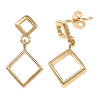 Zinc Alloy Drop Earring, brass post pin, Rhombus, real rose gold plated 22.5mm 