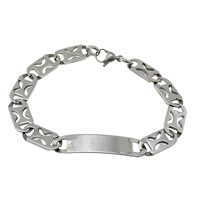 Stainless Steel ID Plate Bracelet, valentino chain, original color Approx 9 Inch 