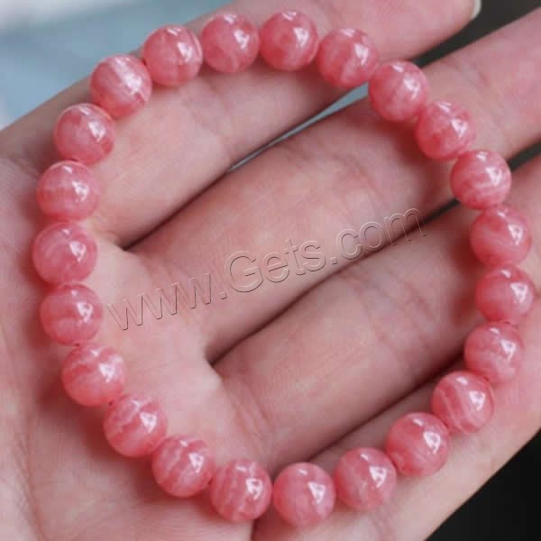 Rhodonite Bracelet, Rhodochrosite, Round, natural, different size for choice, Length:Approx 7.5 Inch, Sold By Strand