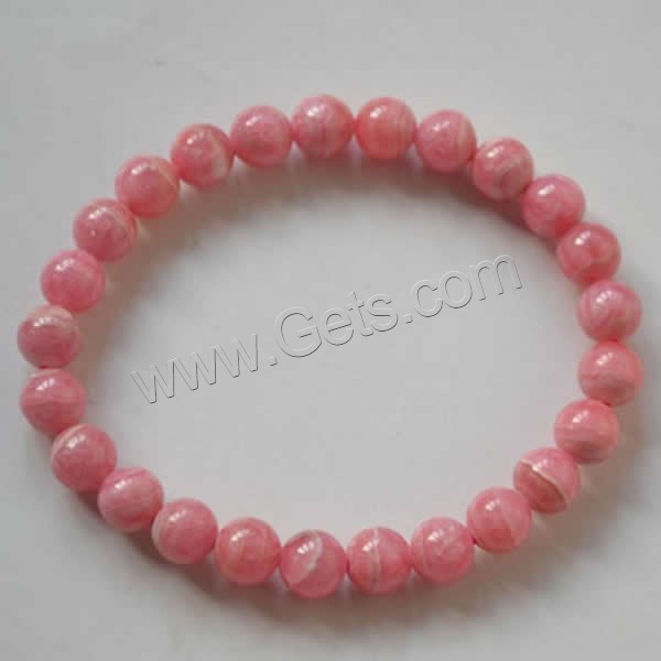 Rhodonite Bracelet, Rhodochrosite, Round, natural, different size for choice, Length:Approx 7.5 Inch, Sold By Strand