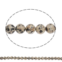 Dalmatinische Perlen, Dalmatiner, rund, natürlich, verschiedene Größen vorhanden, Bohrung:ca. 1mm, Länge:ca. 17 ZollInch, verkauft von Strang