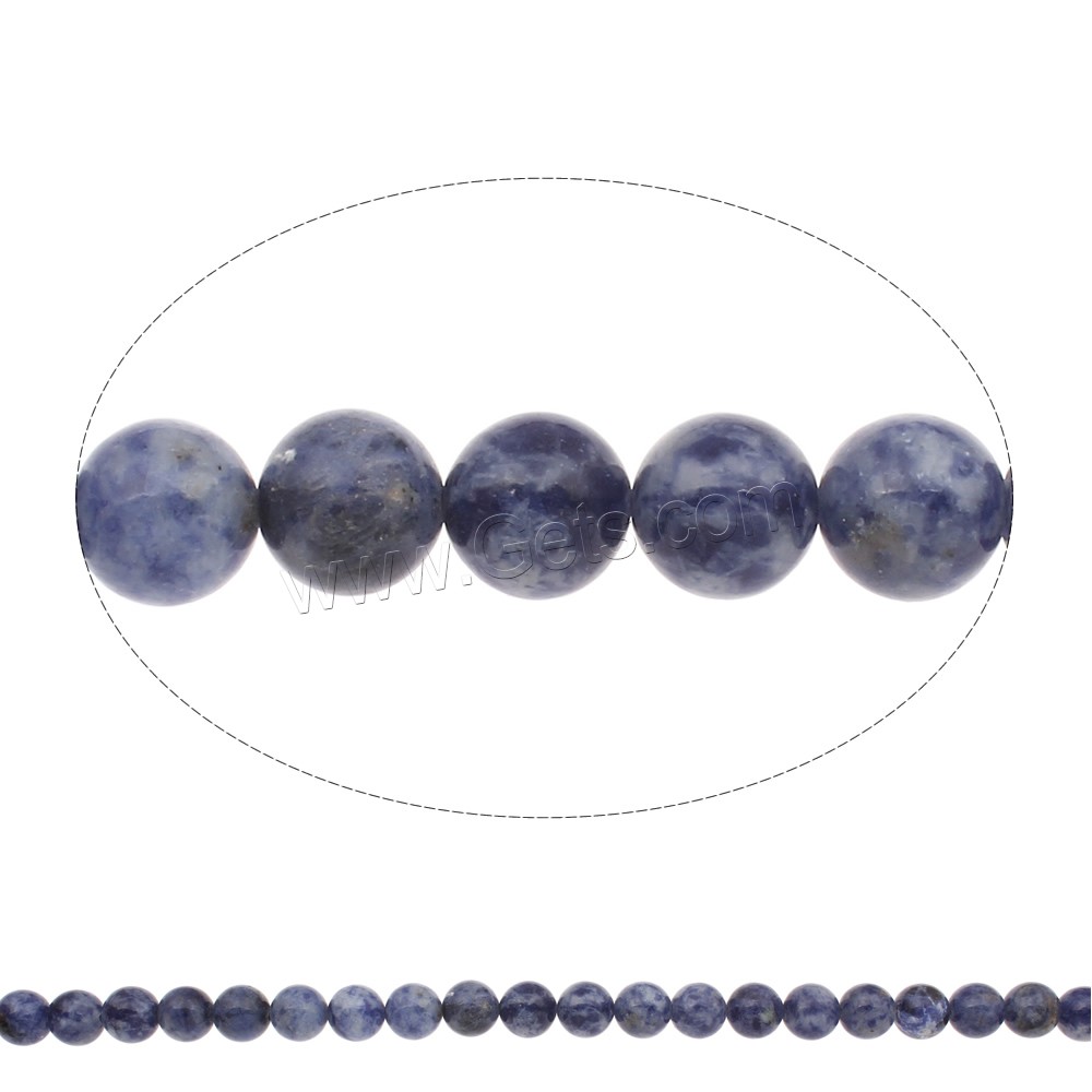 Perles tache bleu et blanc, Tache bleue, Rond, naturel, normes différentes pour le choix, Trou:Environ 1mm, Longueur:Environ 17 pouce, Vendu par brin