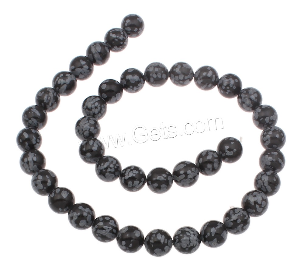 Schneeflocke Obsidian Perlen, rund, natürlich, verschiedene Größen vorhanden, Bohrung:ca. 1mm, Länge:ca. 17 ZollInch, verkauft von Strang