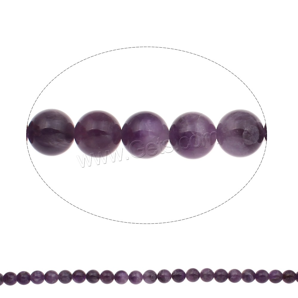 天然紫水晶のビーズ, アメジスト, ラウンド形, 2 月誕生石 & 異なるサイズの選択, 穴:約 1mm, 長さ:約 17 インチ, 売り手 ストランド