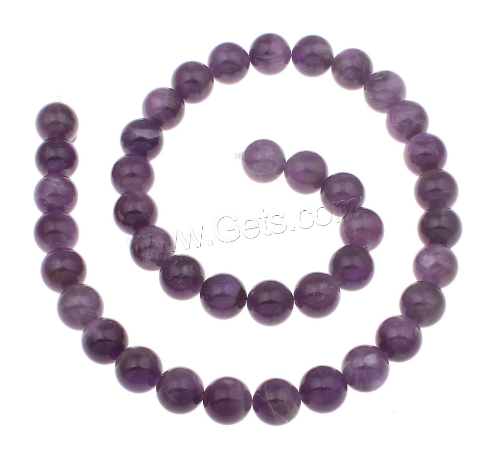 天然紫水晶のビーズ, アメジスト, ラウンド形, 2 月誕生石 & 異なるサイズの選択, 穴:約 1mm, 長さ:約 17 インチ, 売り手 ストランド