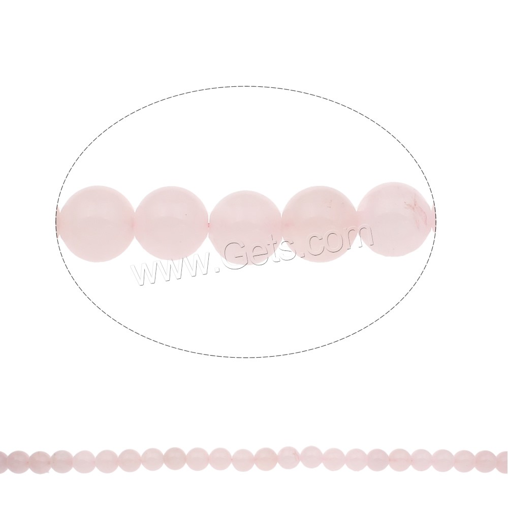 Abalorio De Cuarzo Rosa Natural, cuarzo rosado, Esférico, diverso tamaño para la opción, agujero:aproximado 1mm, longitud:aproximado 17 Inch, Vendido por Sarta