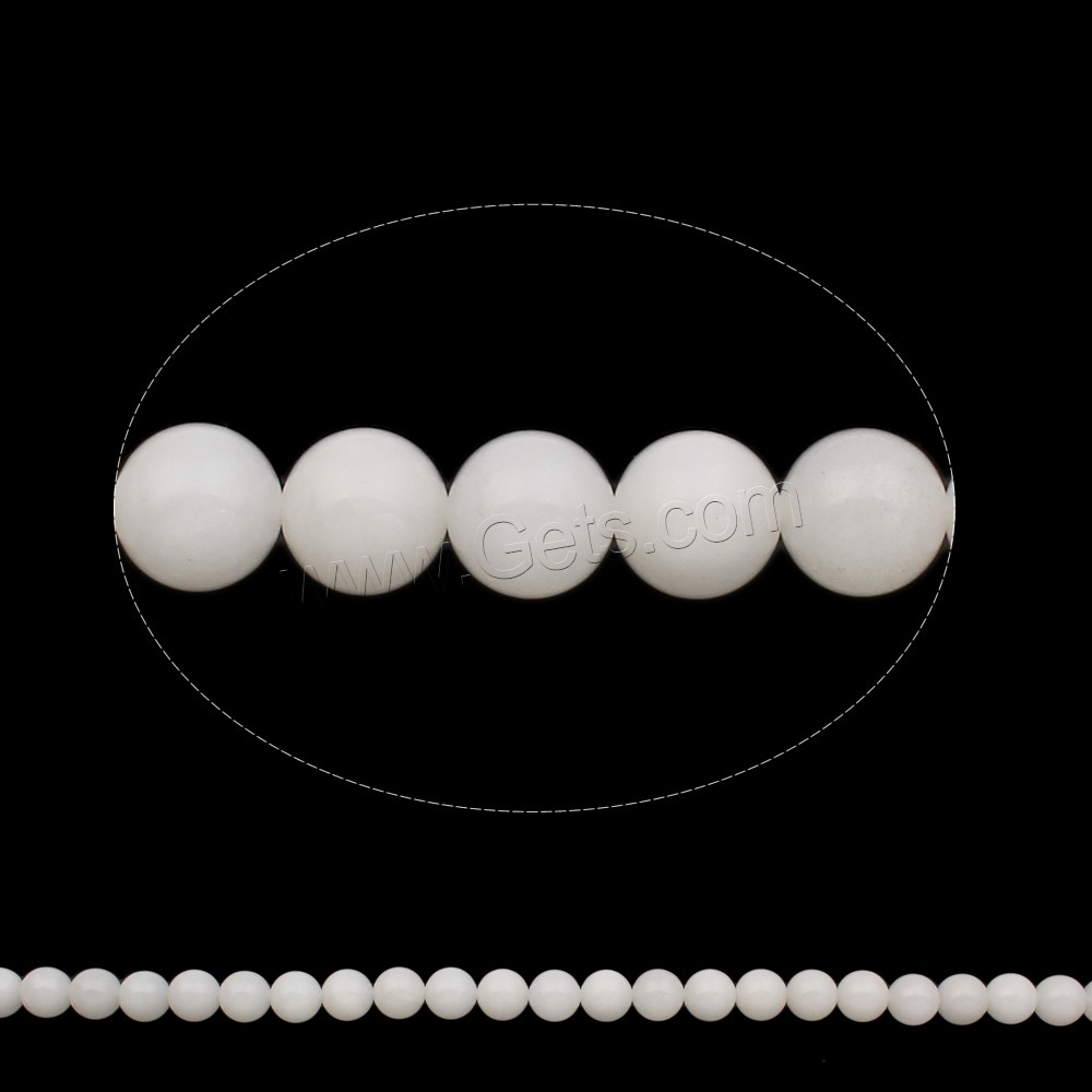 weiße Jade Perle, rund, natürlich, verschiedene Größen vorhanden, Bohrung:ca. 1mm, Länge:ca. 17 ZollInch, verkauft von Strang
