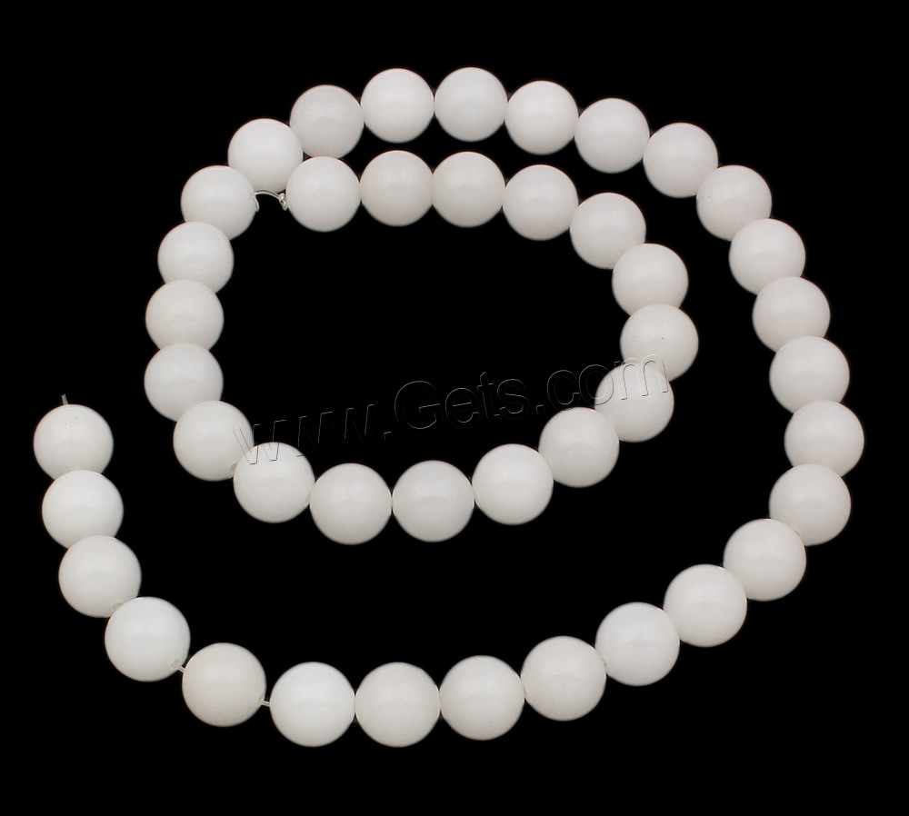 weiße Jade Perle, rund, natürlich, verschiedene Größen vorhanden, Bohrung:ca. 1mm, Länge:ca. 17 ZollInch, verkauft von Strang