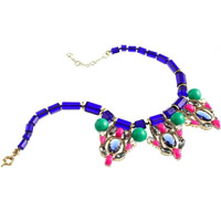 Fashion Statement Necklace, Zinc Alloy, with iron chain & Crystal & Acrylic, with 5cm extender chain, gold color plated, faceted & with rhinestone, multi-colored, nickel, lead & cadmium free, 450mm Approx 17.5 Inch 