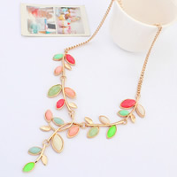 Fashion Statement Necklace, Zinc Alloy, with iron chain & Acrylic, with 5cm extender chain, gold color plated, twist oval chain, multi-colored, nickel, lead & cadmium free, 78mm Approx 20.5 Inch 