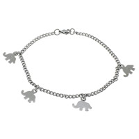 Stainless Steel Charm Bracelet, Elephant, twist oval chain, original color Approx 8.5 Inch 