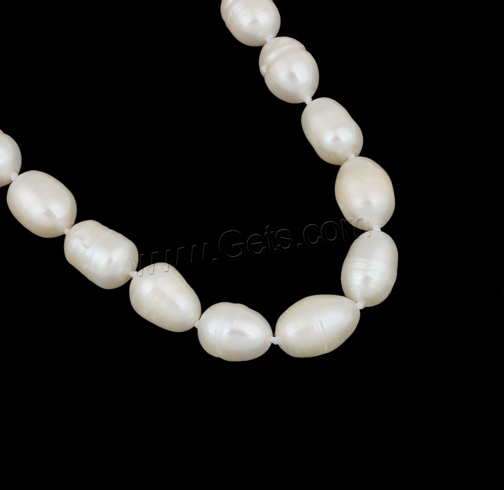 Natural Freshwater Pearl Necklace, brass clasp, Rice, different length for choice & different styles for choice, white, 8-9mm, Sold By Strand