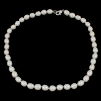 Natural Freshwater Pearl Necklace, brass clasp, Potato  white, 8-9mm 