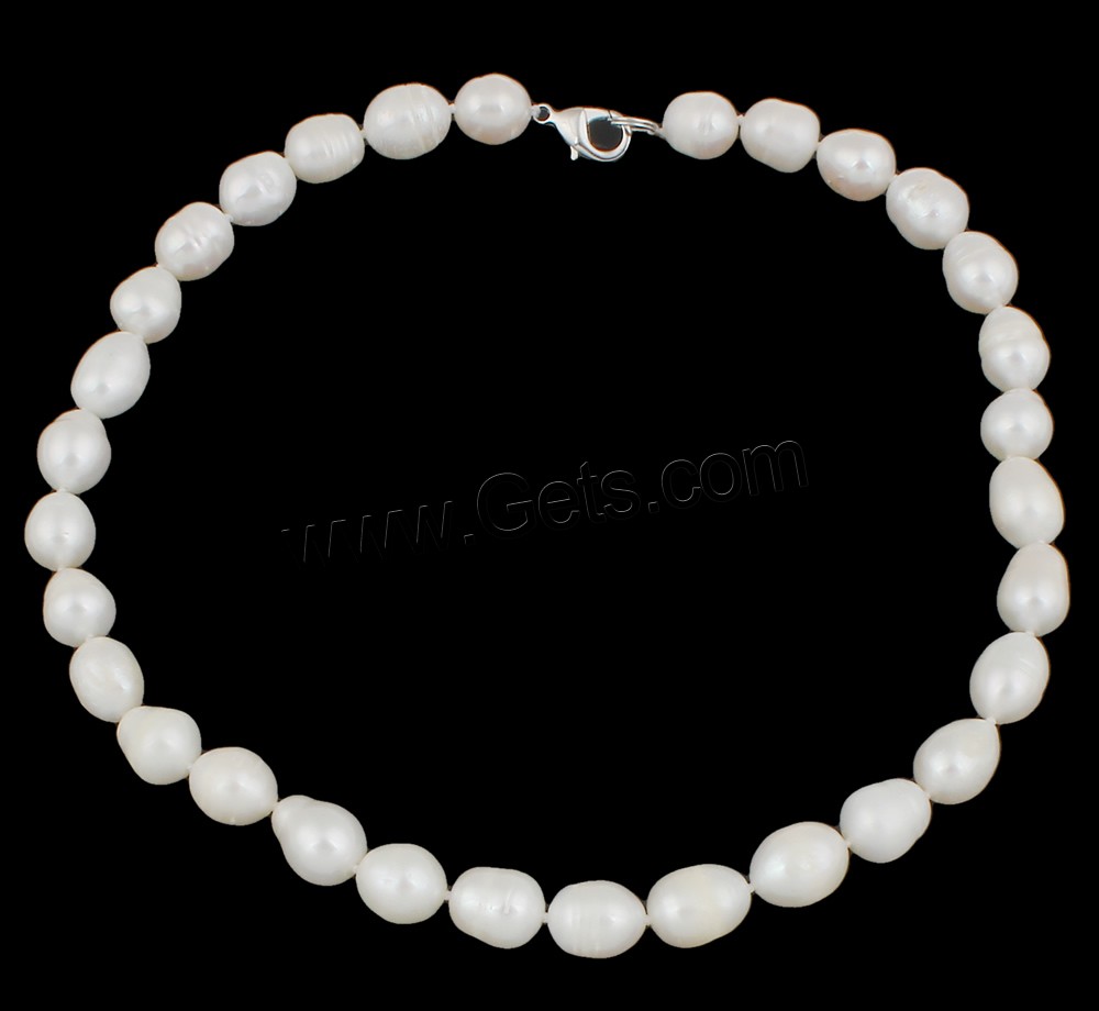 Natural Freshwater Pearl Necklace, brass clasp, Rice, different length for choice & different styles for choice, white, 10-11mm, Sold By Strand