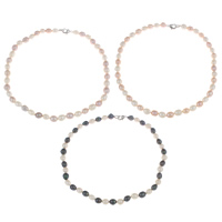 Natural Freshwater Pearl Necklace, brass clasp, Rice  8-9mm 