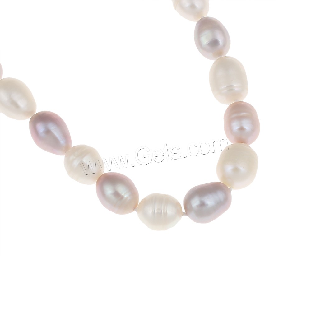 Natural Freshwater Pearl Necklace, brass clasp, Rice, different length for choice & different styles for choice, more colors for choice, 10-11mm, Sold By Strand