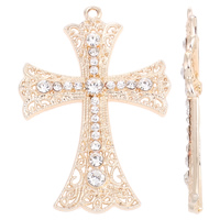 Zinc Alloy Cross Pendants, gold color plated, with rhinestone, nickel, lead & cadmium free Approx 3mm 