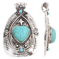 Synthetic Turquoise Pendants, Zinc Alloy, with Synthetic Turquoise, antique silver color plated, nickel, lead & cadmium free Approx 