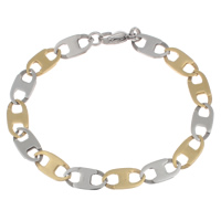 Two Tone Stainless Steel Bracelets, plated, mariner chain Approx 8 Inch 
