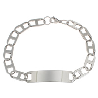 Stainless Steel ID Plate Bracelet, mariner chain, original color Approx 8 Inch 