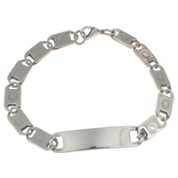 Нержавеющая сталь ID Plate браслет, нержавеющая сталь, Валентино цепь, оригинальный цвет длина:Приблизительно 8 дюймовый, продается Strand