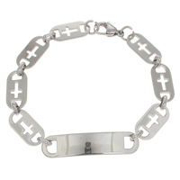 Stainless Steel ID Plate Bracelet, original color Approx 8.5 Inch 