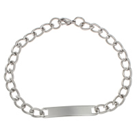 Stainless Steel ID Plate Bracelet, twist oval chain, original color Approx 8 Inch 