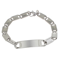 Нержавеющая сталь ID Plate браслет, нержавеющая сталь, Валентино цепь, оригинальный цвет длина:Приблизительно 8 дюймовый, продается Strand