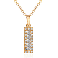 Gets® Jewelry Necklace, Brass, Rectangle, 18K gold plated, oval chain & micro pave cubic zirconia & faceted, nickel, lead & cadmium free Approx 17.5 Inch 