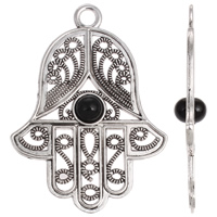 Zinc Alloy Hamsa Pendants, with ABS Plastic Pearl, antique silver color plated, Islamic jewelry, nickel, lead & cadmium free Approx 5mm 