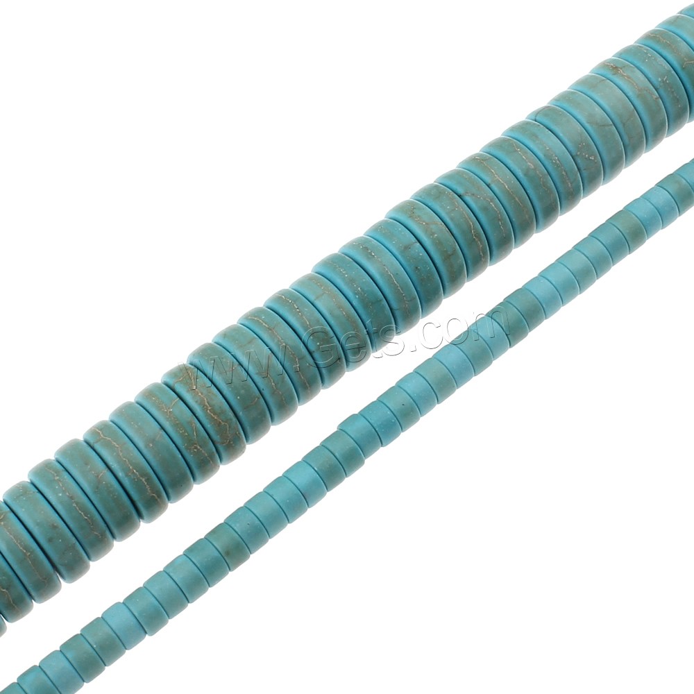 Synthetische Türkis Perlen, Scheibe, verschiedene Größen vorhanden, blau, Bohrung:ca. 1.5mm, Länge:ca. 15 ZollInch, verkauft von Strang