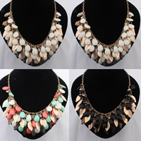 Fashion Statement Necklace, Zinc Alloy, with iron chain & Resin, with 5cm extender chain, gold color plated, oval chain & with rhinestone nickel, lead & cadmium free, 38mm Approx 18.5 Inch 