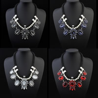 Fashion Statement Necklace, Zinc Alloy, with ABS Plastic Pearl & Nylon Cord & Acrylic, with 5cm extender chain, platinum color plated, faceted & with rhinestone nickel, lead & cadmium free, 470mm Approx 18.5 Inch 