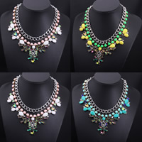 Fashion Statement Necklace, Zinc Alloy, with iron chain & Resin, with 5cm extender chain, plated, twist oval chain & faceted & with rhinestone nickel, lead & cadmium free, 45mm Approx 19.5 Inch 