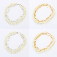 ABS-Kunststoff-Perlen Halskette, mit Verkupferter Kunststoff, mit Verlängerungskettchen von 5cm, plattiert, Multi-Strang, keine, 450mm, Länge:ca. 17.5 ZollInch, verkauft von Strang