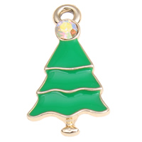 Zinc Alloy Christmas Pendants, Christmas Tree, real gold plated, Christmas jewelry & enamel & with rhinestone, nickel, lead & cadmium free Approx 2mm 