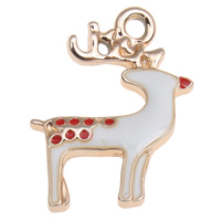 Zinc Alloy Christmas Pendants, Christmas Reindeer, real gold plated, Christmas jewelry & enamel, nickel, lead & cadmium free Approx 2mm 