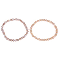 Perlen Armbänder, Natürliche kultivierte Süßwasserperlen, Knopf, natürlich, keine, 7-8mm, Länge:ca. 7.5 ZollInch, verkauft von Strang
