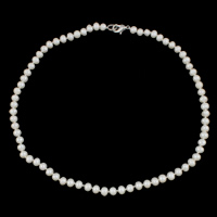 Natural Freshwater Pearl Necklace, brass clasp, Potato  white, 5-6mm 