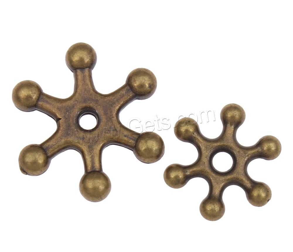 Acrylic Spacer Bead, Snowflake, antique bronze color plated, different size for choice, Hole:Approx 1mm, Sold By Bag