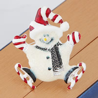 Christmas Jewelry Brooch , Zinc Alloy, Snowman, silver color plated, enamel & colorful powder, nickel, lead & cadmium free 
