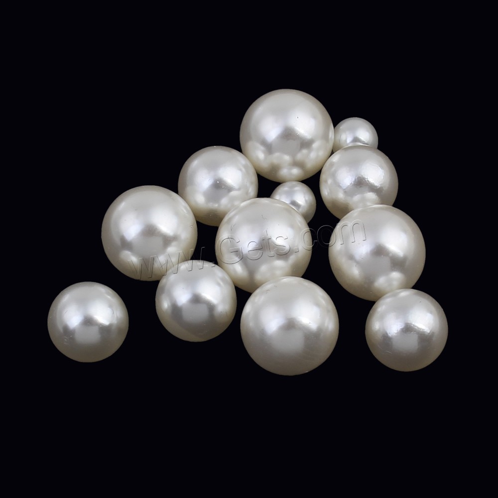 АБС-пластик перлы, шарики, ABS пластик жемчужина, Круглая, разный размер для выбора & нет отверстия, белый, продается сумка