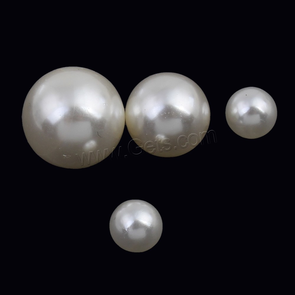 ABS perla de los granos de plástico, Perlas de plástico ABS, Esférico, diverso tamaño para la opción & sin agujero, Blanco, Vendido por Bolsa