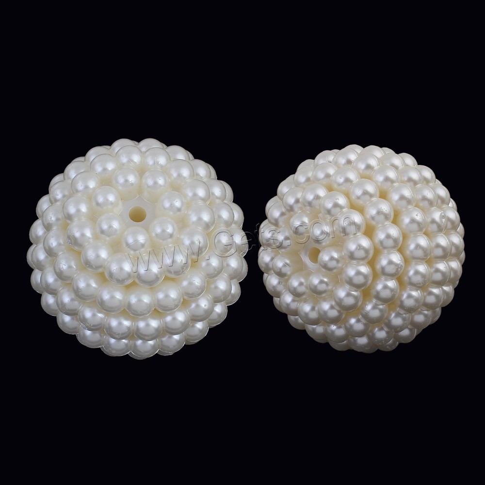 ABS perla de los granos de plástico, Perlas de plástico ABS, Esférico, desmontable & diverso tamaño para la opción, Blanco, agujero:aproximado 6mm, Vendido por UD